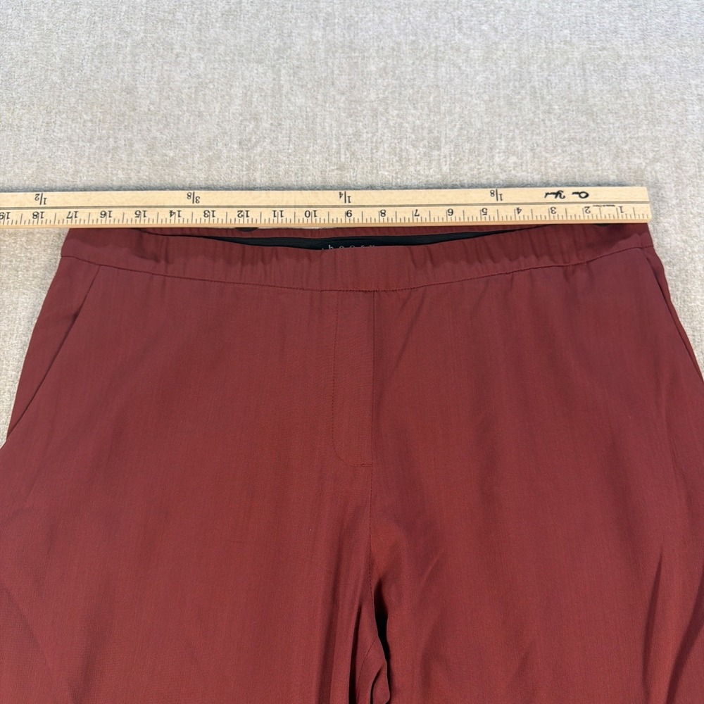 Theory Wool Pants Women's Size 12 Burgundy Red Zip Ankle Pockets - Picture 8 of 11